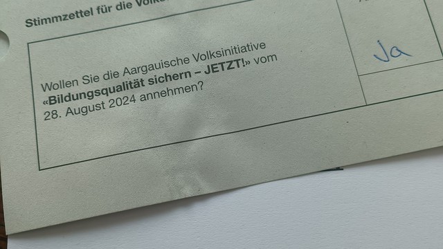 Das Bild zeigt, einen ausgefüllten Abstimmungszettel